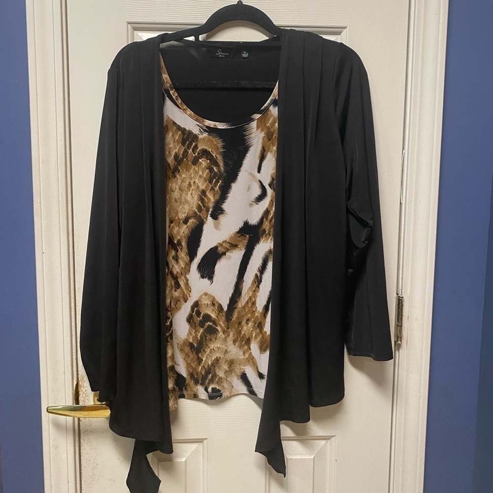 Strazzi Black Open High Low
Long Sleeve Lightweight blouse cardigan 1X